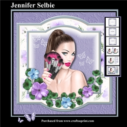 Girl with makeup on purple background