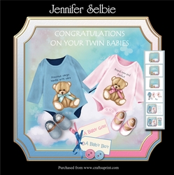 New Twins Boy/Girl Teddy bear Bodysuits