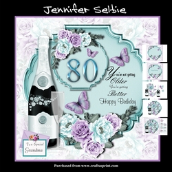 Female 80th Birthday in Teal and Lilac
