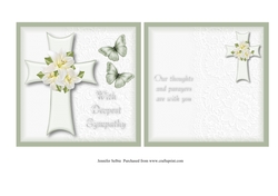 Sympathy Card Lilies on Cross with Butterflies with Insert 6 x 6