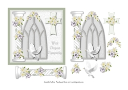 Arch with Lilies on Pillar Sympathy Card 6 x 6