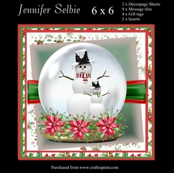 Snowmen Globe card size 6 x 6