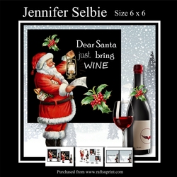 Santa Just Bring Wine size 6 x 6