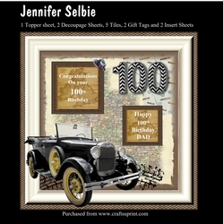 100th Male Birthday with car on map