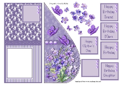 Purple Pansies with Butterflies