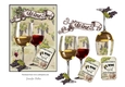 Glasses of Red and White Wine 5 x 7