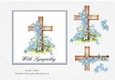 Sympathy Forget-me-nots on a wooden cross