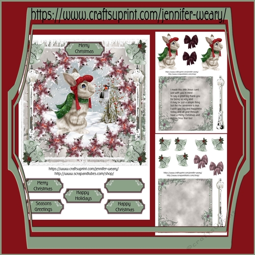 Poinsettias in A Ring-Christmas Bunny & Robin