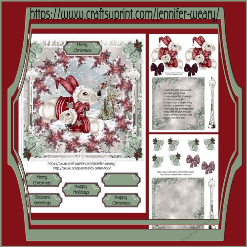 Poinsettias in A Ring-Christmas Bunnys & Robin