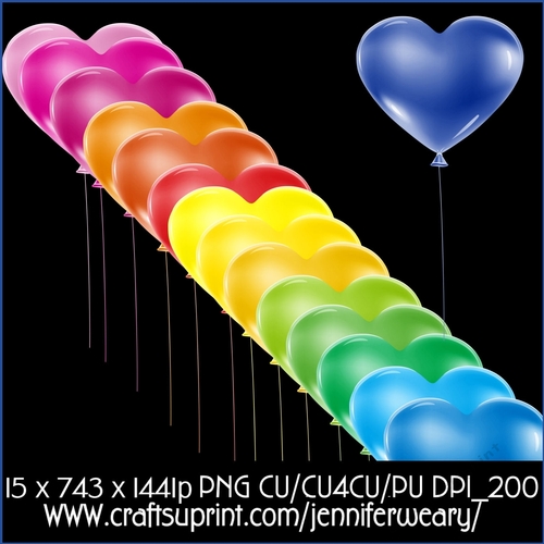 20 heart balloons-colorful