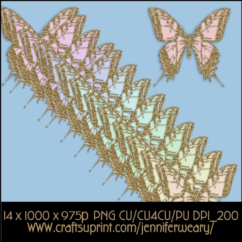 Glittering Golden Butterflies-Candy Floss