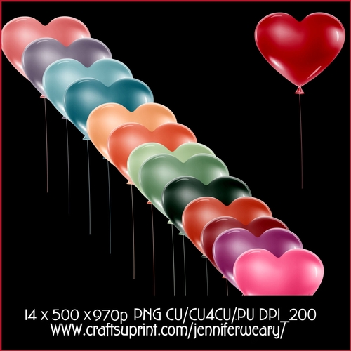 20 Succulants Bright Balloons Hearts