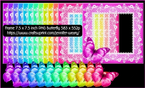 Lace Butterfly Frames-Neon Rainbow