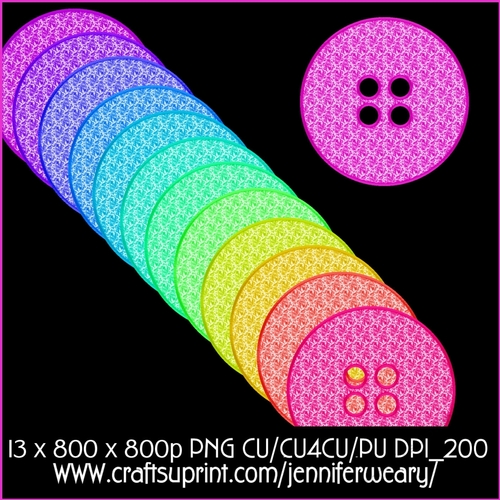 Neon Rainbow Buttons Paisley Round