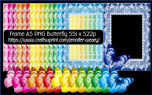Lace Butterflies A5 Frames-Colorful
