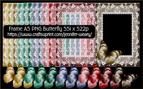 Lace Butterfly A5 Frames-Candy Floss b