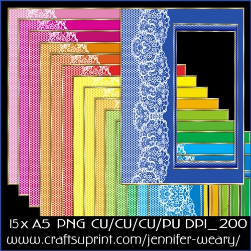  Lace n Stripped A5 Frames-Colorful