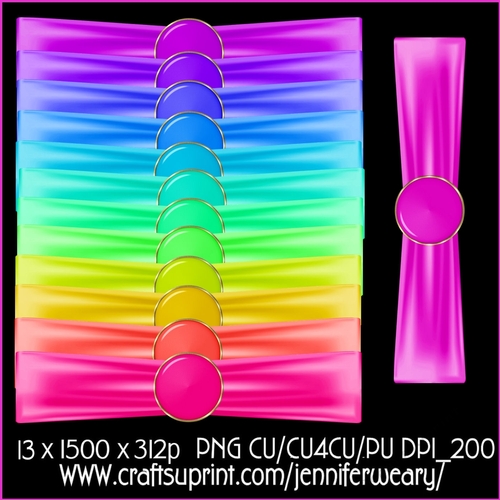 Ribbon Wraps with Brads-Neon Rainbow