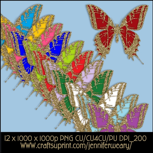 Glittering Golden Butterflies-Birth stone