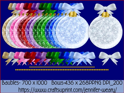 Christmas Glitter Baubles Bow Sets-Christmas Time