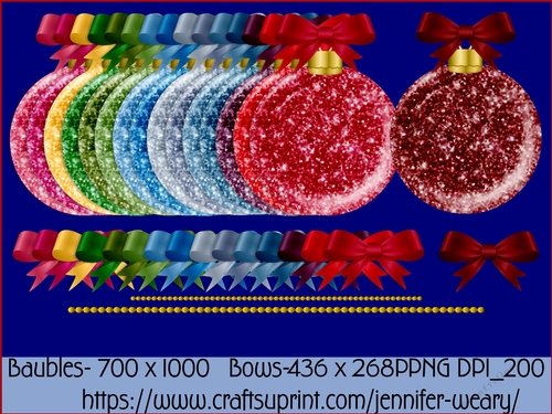  Christmas Glitter Baubles Bow Sets-Christmas Time 2