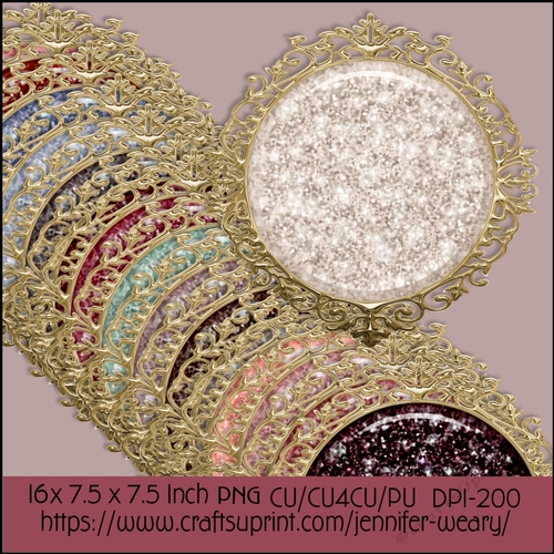 Gold Fancy Edged Glitter Mats-Dusty