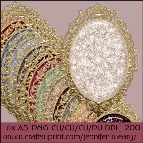 Gold Fancy Edged A5 Glitter Mats-Dusty
