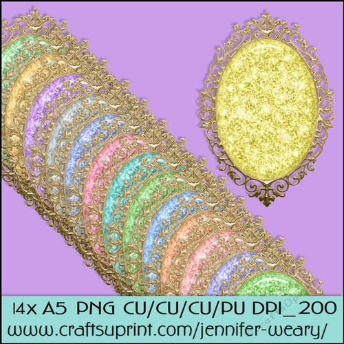 Gold Fancy Edged A5 Glitter Mats-Spring Light