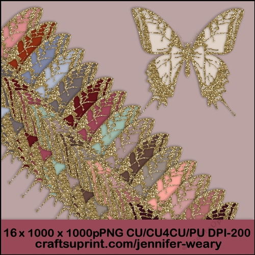 Glittering Golden Butterflies-Dusty