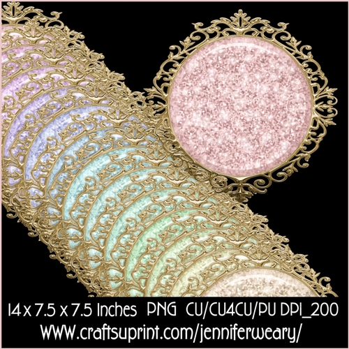 Gold Fancy Edged Glitter Mats-Candy Floss