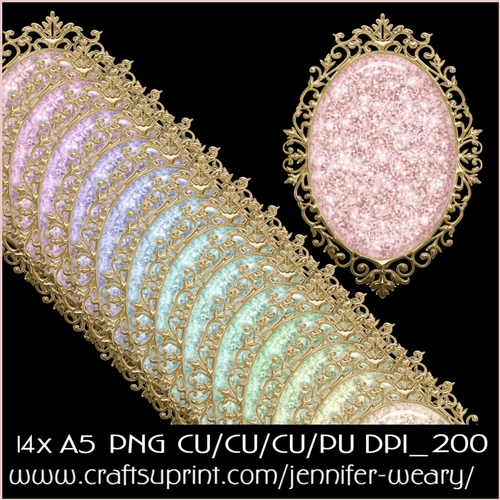 Gold Fancy Edged A5 Glitter Mats-Candy Floss