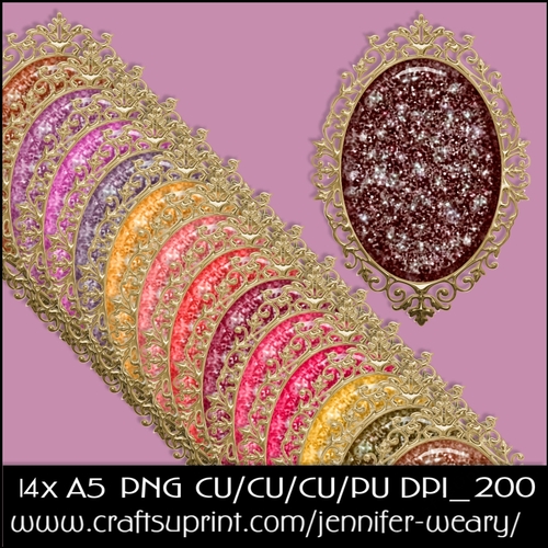 Gold Fancy Edged A5 Glitter Mats-Cherry Blossoms
