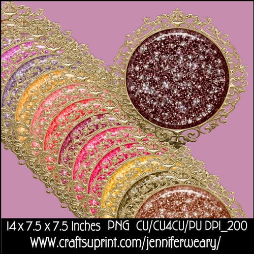 Gold Fancy Edged Glitter Mats-Cherry Blossoms
