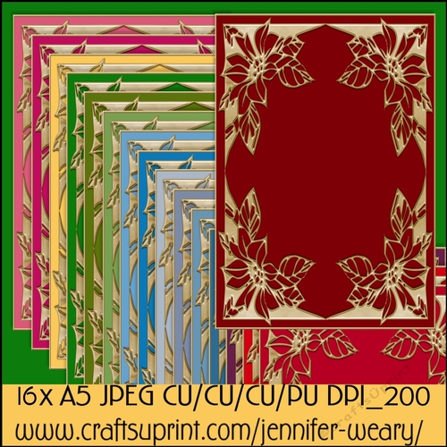 Golden poinsettia A5 Backgrounds-Christmas Time 2