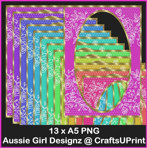 Lace with Roses A5 Frames-Neon Rainbow
