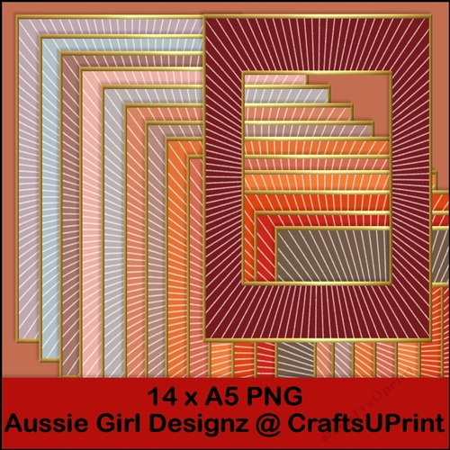 Glittery Stripe A5 Frames-Flamingo feathers