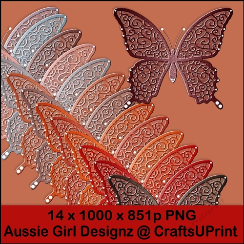 Glittering Butterfly Pearls-Flamingo Feathers