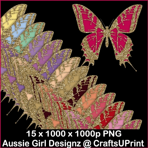 Glittering Golden Butterflies-Sweet