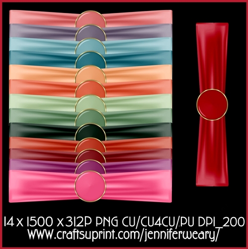 Ribbon Wraps with Brads-Succulants Bright
