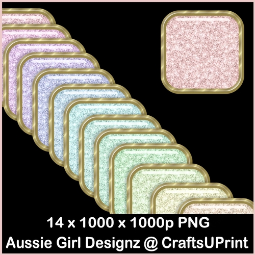Glitter Square Brads-Candy Floss