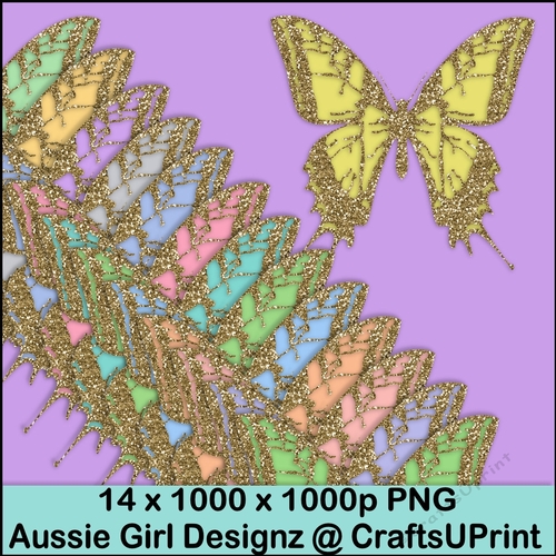 Glittering Golden Butterflies-Spring Light
