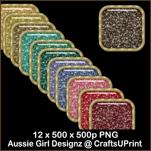 Glitter Square Brads-christmas Joy