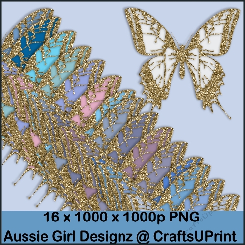 Glittering Golden Butterflies-Winter Wonderland