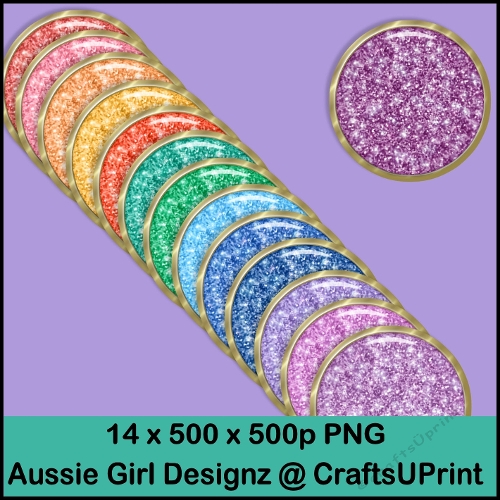 Glitter Round Brads- Summer