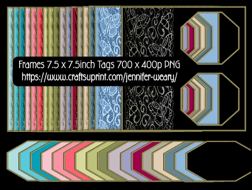  Octagon Frame Tag Set-Glittering