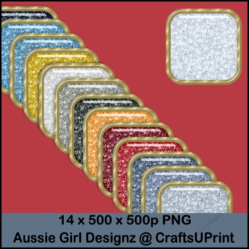 Glitter Square Brads-Winter