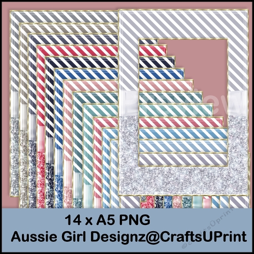 Glitter Stripes A5 Frames-Frozen Berries