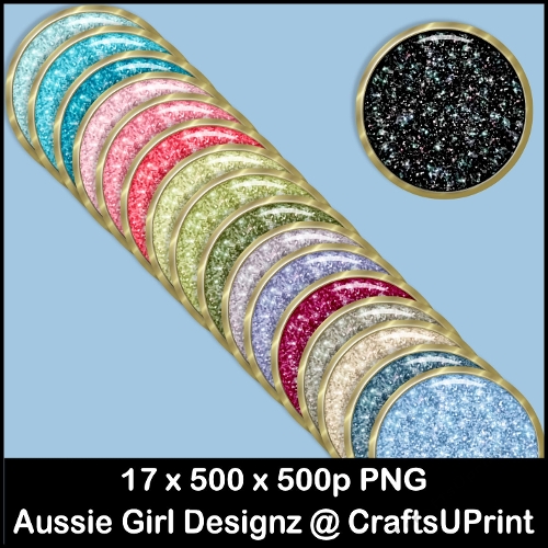 Glitter Round Brads- Glittering