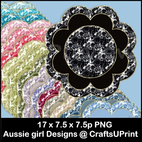 glittering floral Mats golden Edging