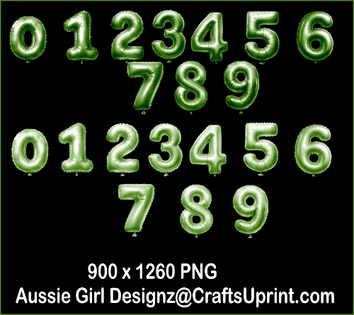 Green Number Balloons